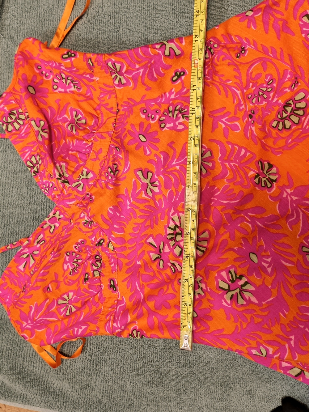 GAP Y2K 2006 Pink Orange Floral Drop Waist Dress Size 2 - Picture 9 of 13
